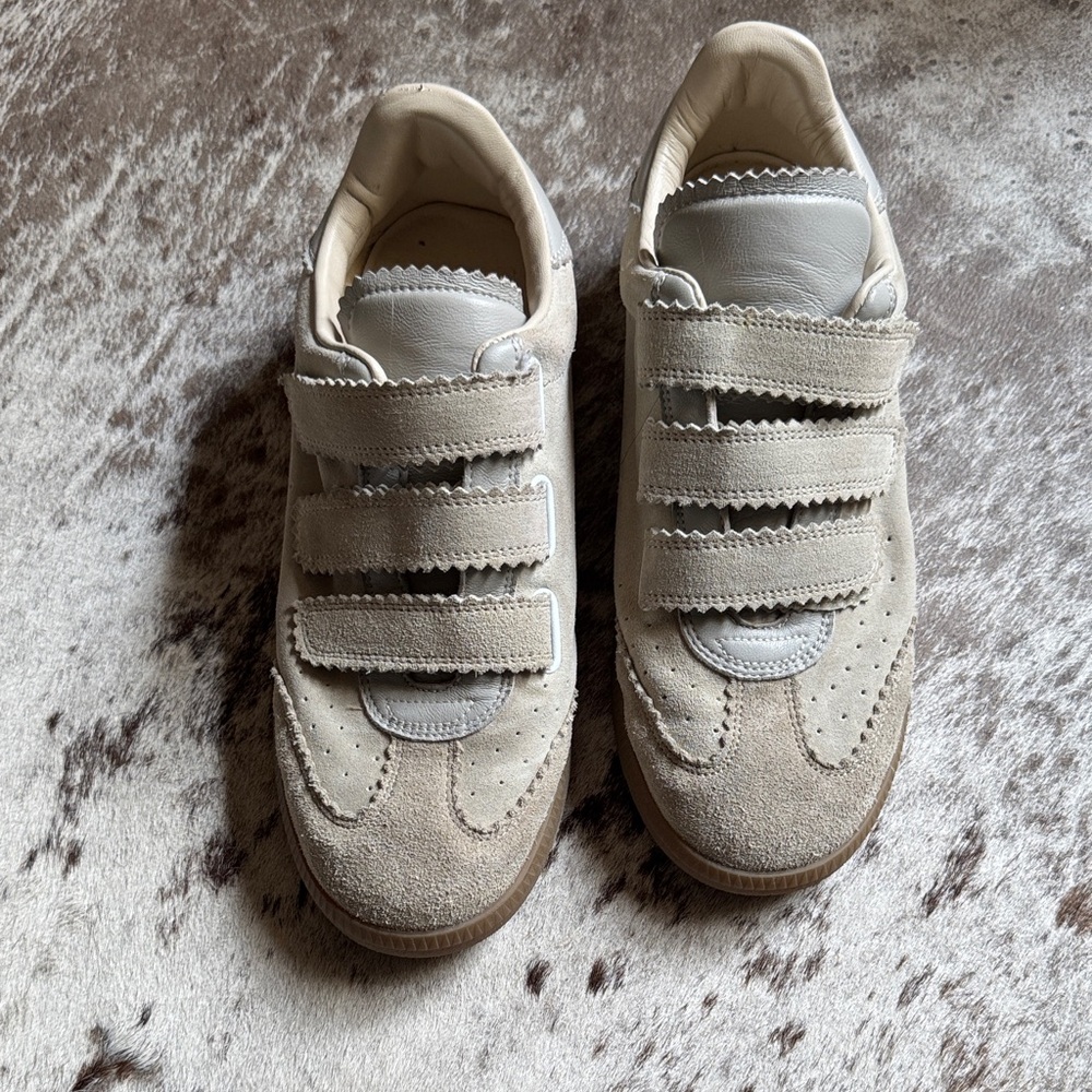 Kids Beige Velcro Sneakers